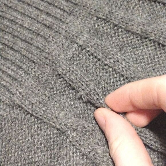 Mak Sweater Women's Size Small Long Gray Embroidered Knit Half Sleeve Dress - Picture 9 of 13